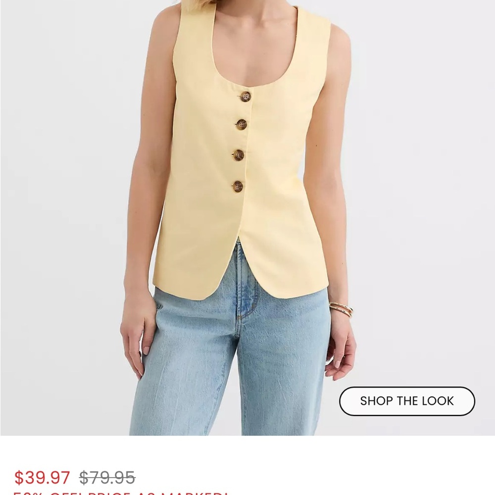 LOFT Light Yellow Sleeveless Vest Blouse